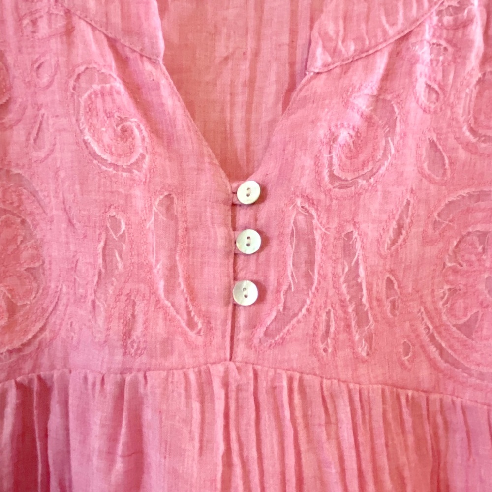 Sundance Pink Sunwashed Embroidered High Low V-Neck Tunic SZ M - Picture 6 of 12